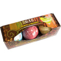 Margarita cocktail bath bomb set of three in brown Taste of Mexico gift box showing pink yellow and blue bath bombs
