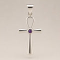 Indian Devotional Pendant - Silver Plated (45cm Cord)- Ankh Symbol of Eternal Life