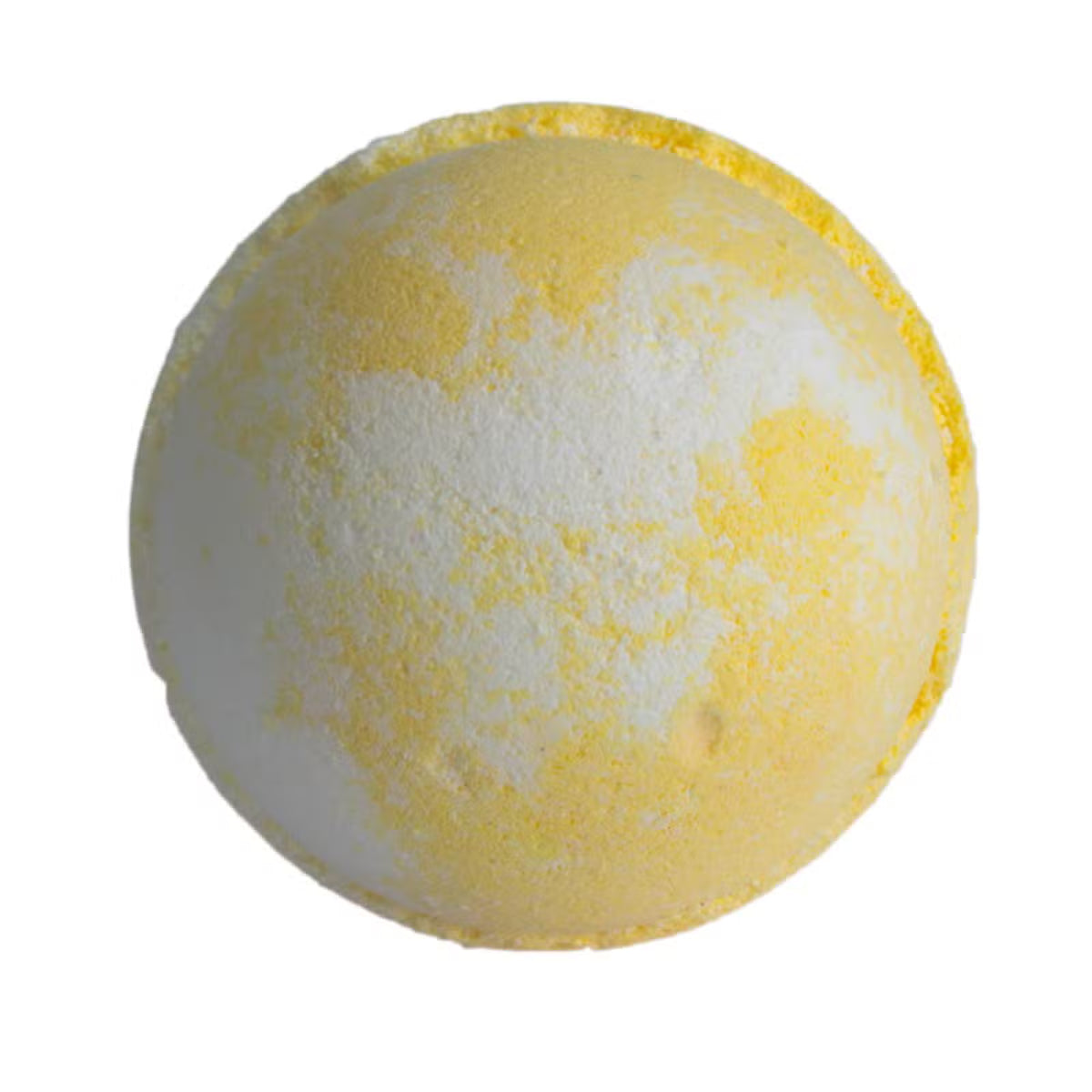 Yellow and white Classic Piña Colada bath bomb on white background