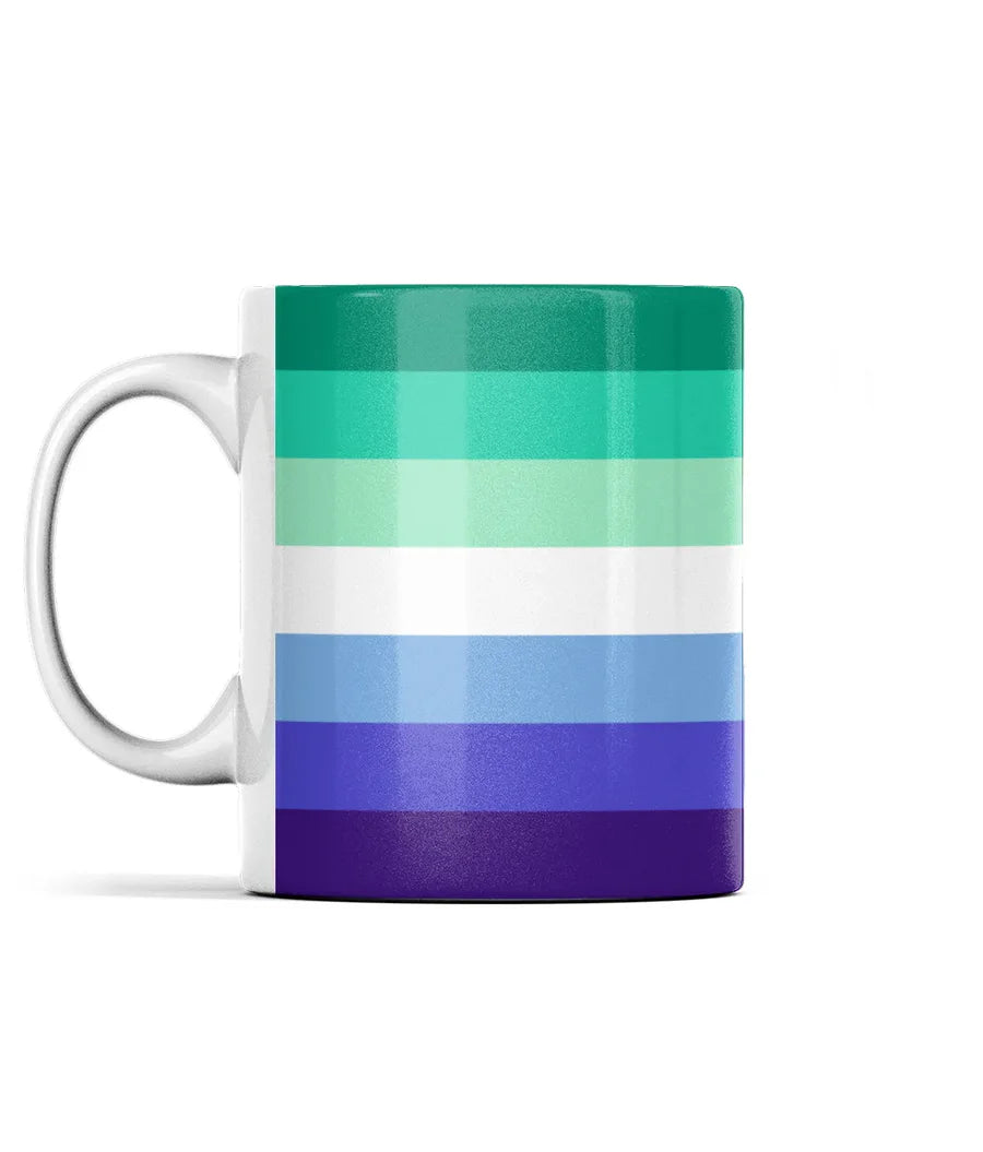 Gay Male / MLM Pride Flag Mug 💚🤍💙 | LGBTQ+ Pride Gift