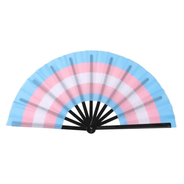 Large Transgender Pride Cracking Fan 🪯💙🧡 | Premium LGBTQ+ Festival Accessory