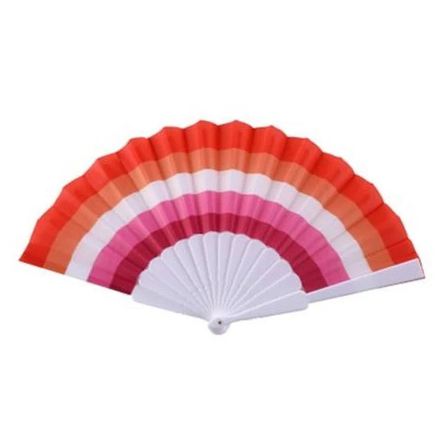 Lesbian Pride Flag Handheld Fan 🧡🤍💗 | LGBTQ+ Pride Parade Accessory