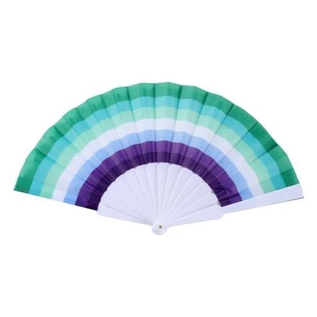 Gay Male / MLM Pride Flag Handheld Fan 💚🤍💙 | LGBTQ+ Accessory