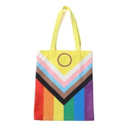 Progress Pride Canvas Tote Bag – LGBTQ+ Reusable Shopping Bag for Pride Events & Festivals