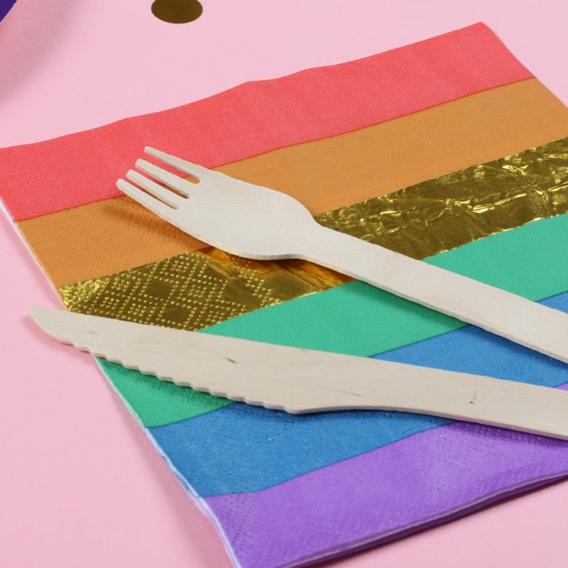 Rainbow Pride Napkins 20 Pack 🌈✨ | LGBTQ+ Party Supplies | Gold Foil