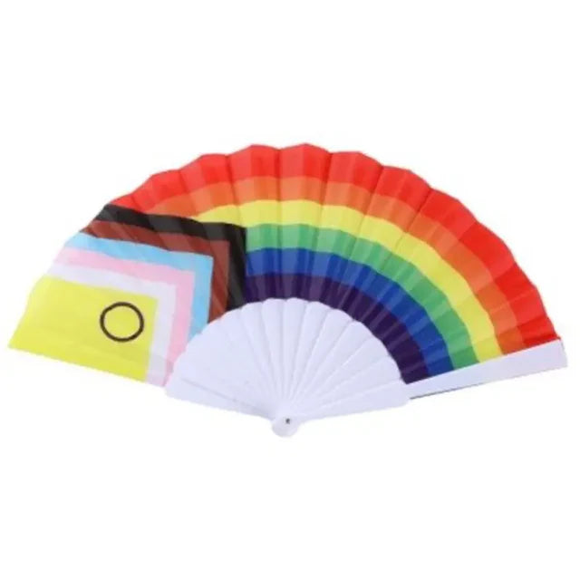 Updated Progress Pride Flag Handheld Fan | LGBTQ+ Pride Parade Accessory