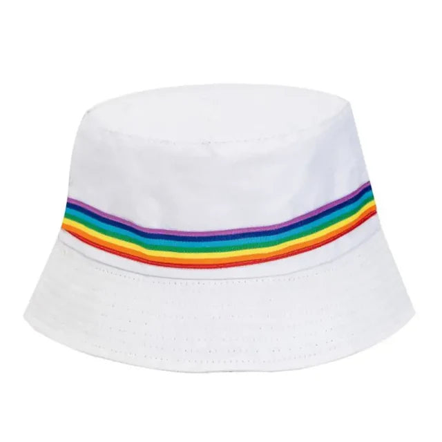 White Rainbow Bucket Hat 🌈 | Bold LGBTQ+ Festival & Summer Hat