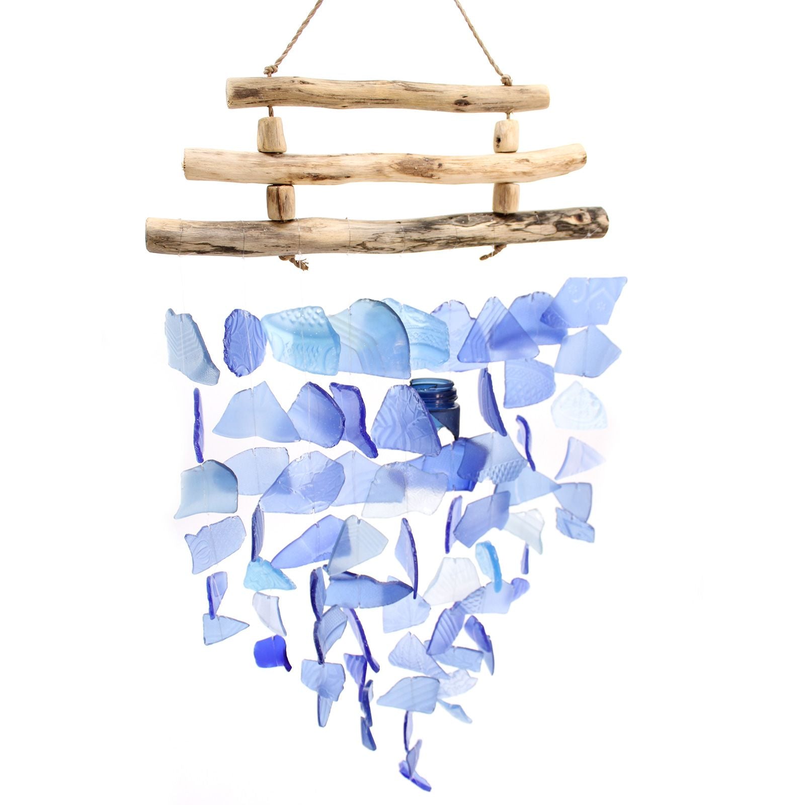 Three Stick Glass Wind Chime - All Blues