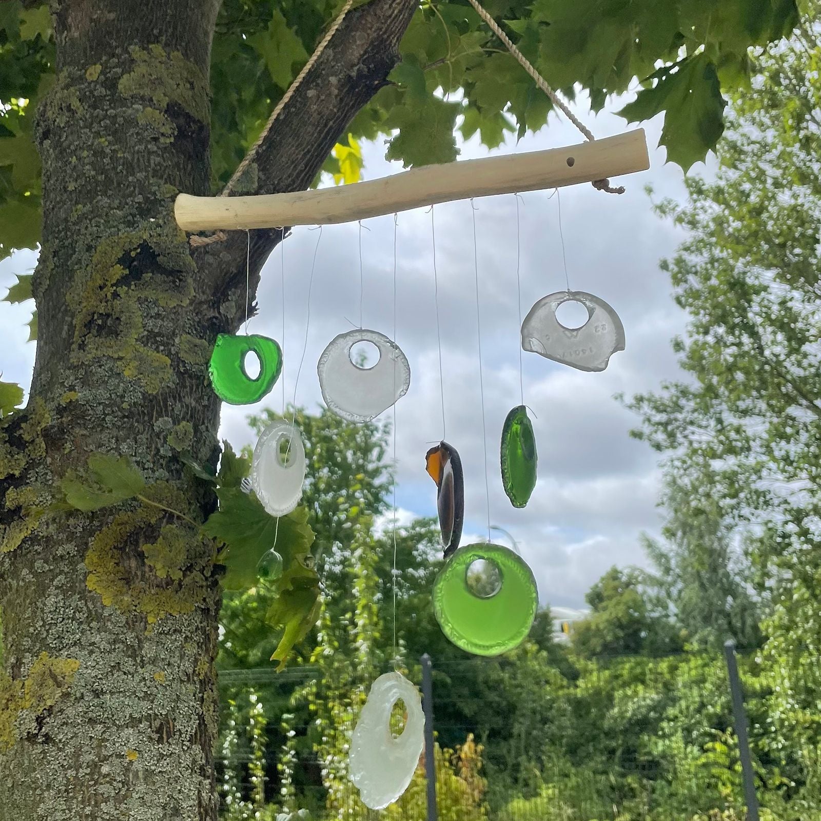 Bottle Bottoms Glass Wind Chime - Assorted Colours