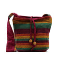 Handcrafted Nepal Sling Bag | Tan & Green Striped | Everyday & Outdoor