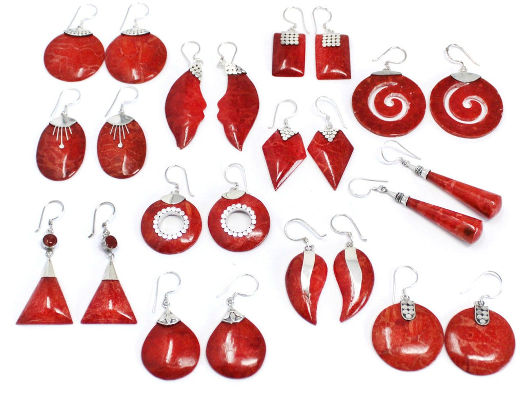925 Silver Earrings | Oval Décor | Handcrafted Coral & Silver