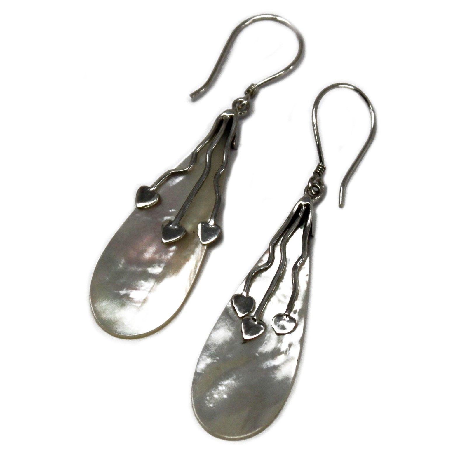Shell & Silver Earrings | Three Hearts MOP | Handcrafted 925 Silver