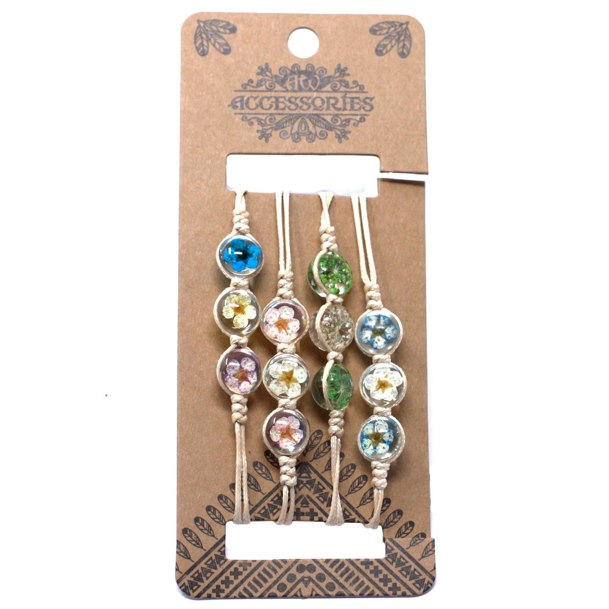  Pressed flowers tri-flower bracelet handcrafted resin jewellery floral gift UK
