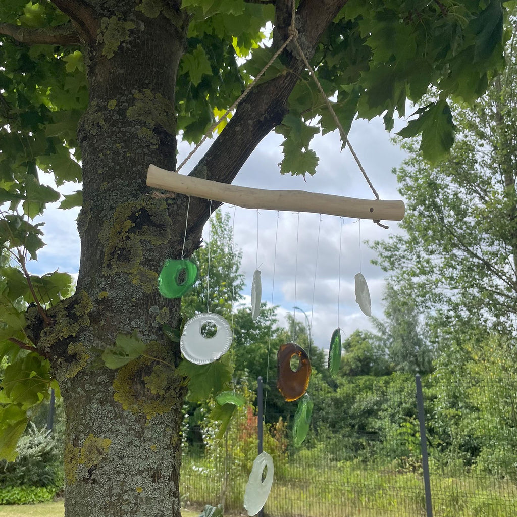 Bottle Bottoms Glass Wind Chime - Assorted Colours