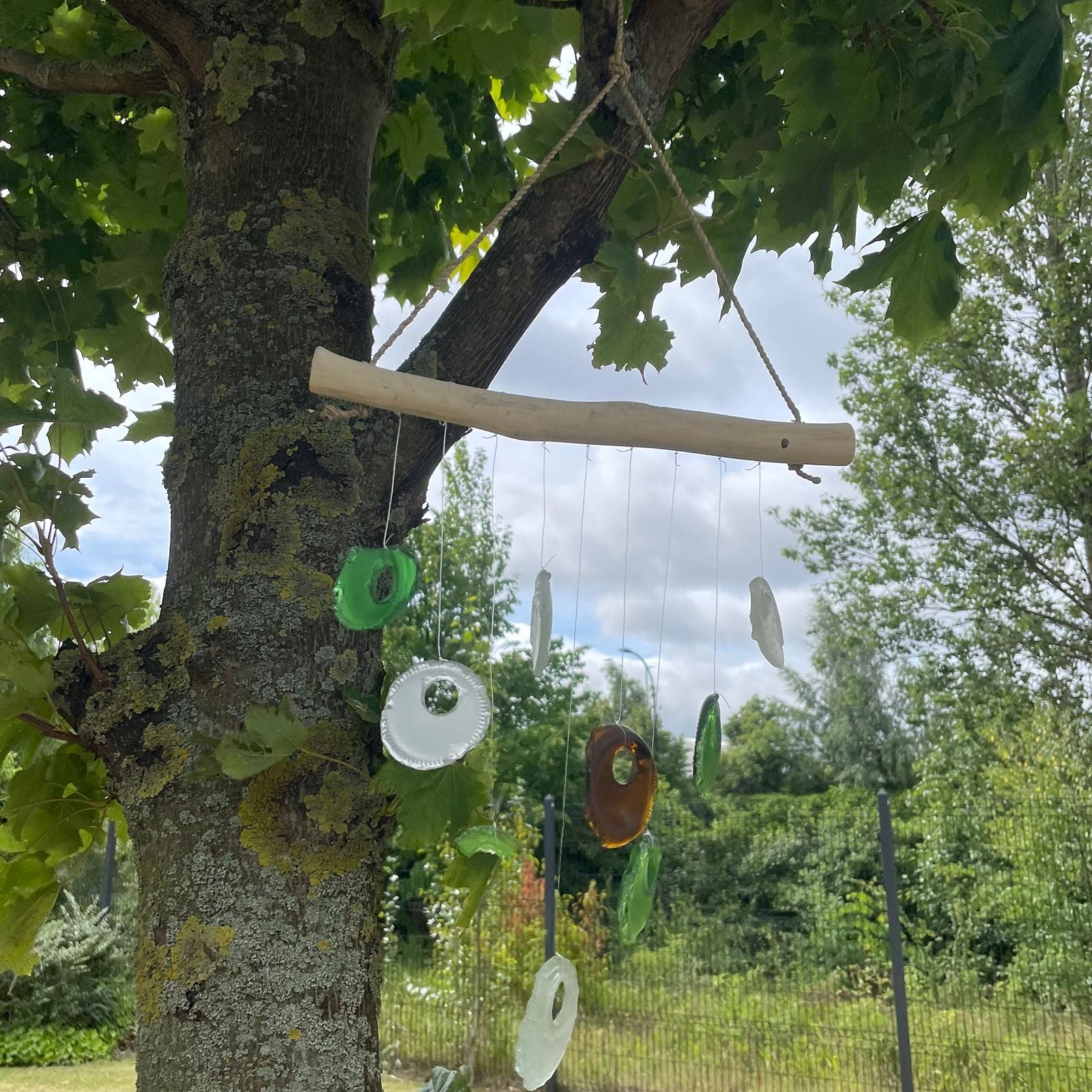 Bottle Bottoms Glass Wind Chime - Assorted Colours