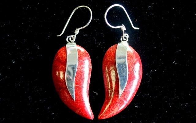 925 Silver Earrings | Mango Design | Handcrafted Coral & Silver