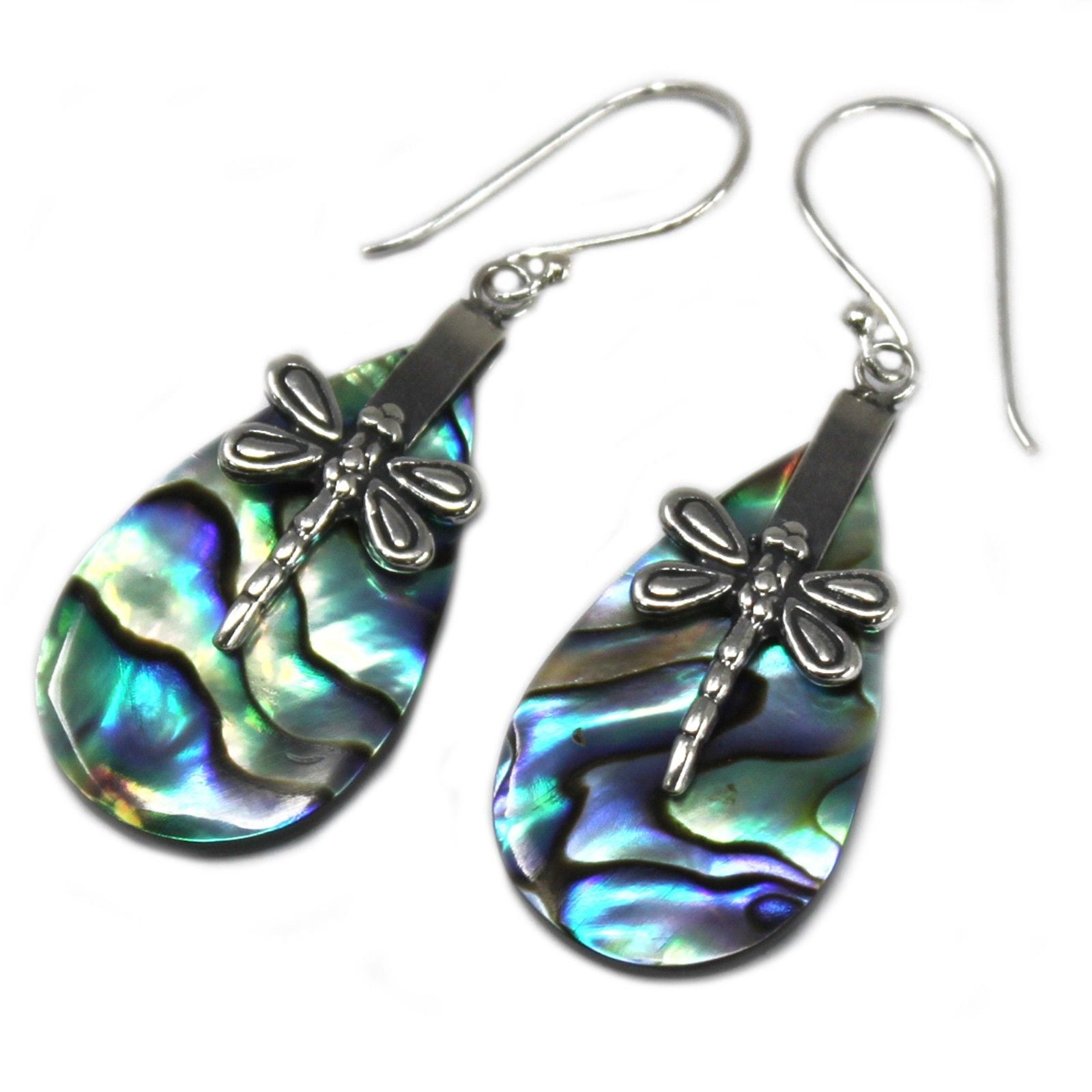 Shell & Silver Earrings | Dragonflies Abalone | Handcrafted 925 Silver