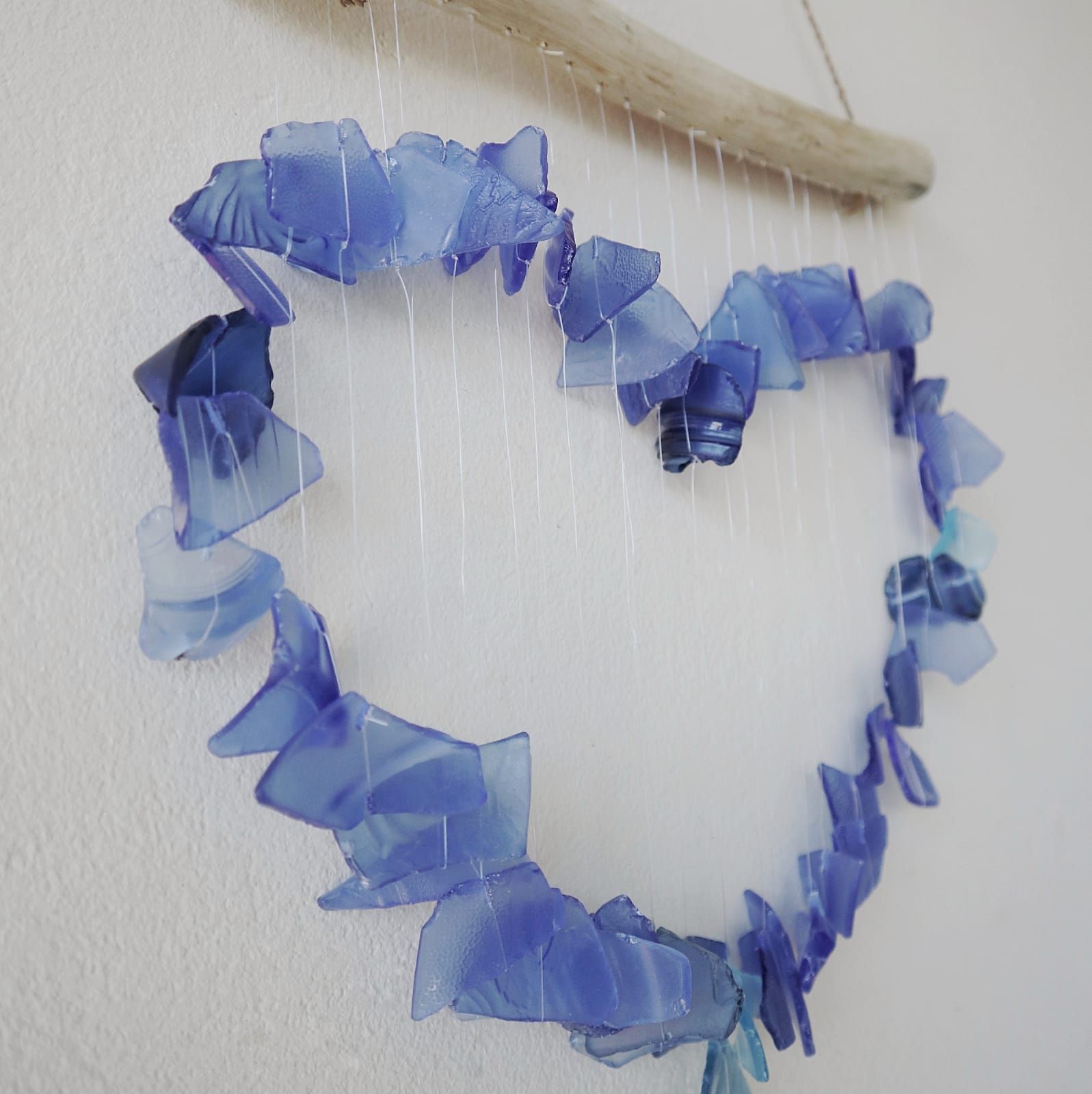 Blue Glass Heart Wind Chime | Handcrafted Garden Decoration Gift