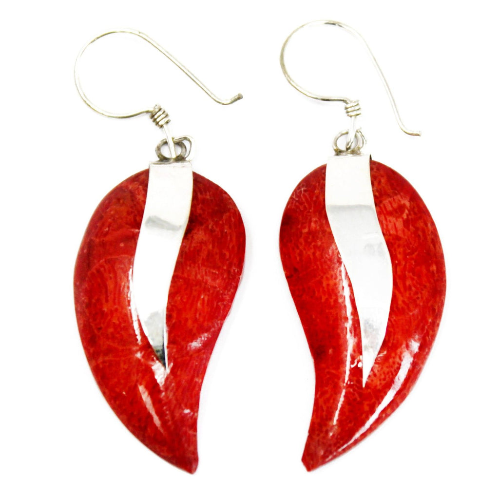 925 Silver Earrings | Mango Design | Handcrafted Coral & Silver