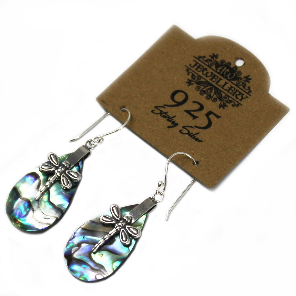 Shell & Silver Earrings | Dragonflies Abalone | Handcrafted 925 Silver