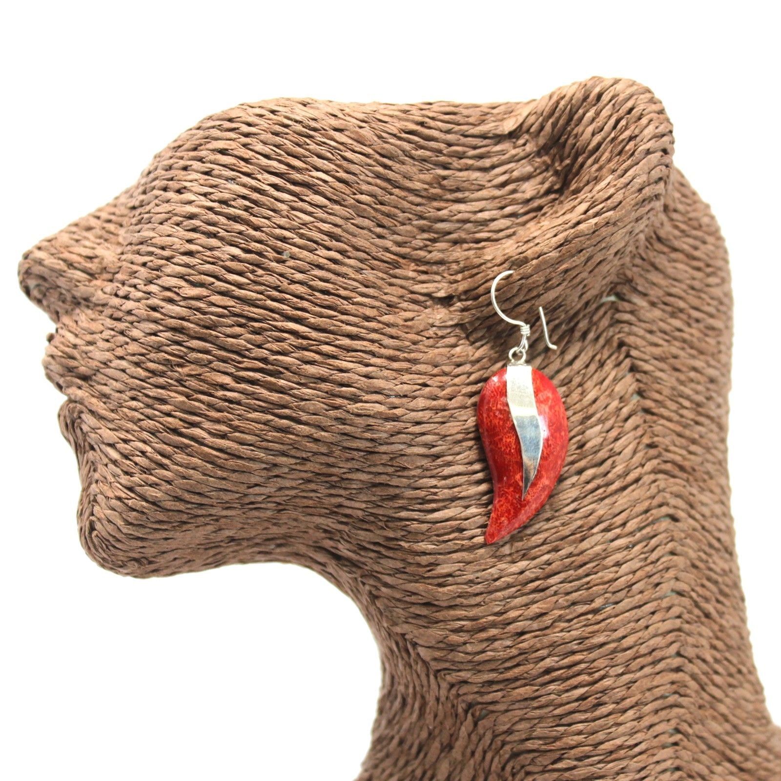 925 Silver Earrings | Mango Design | Handcrafted Coral & Silver