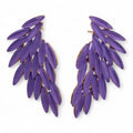 Lavender angel wings vintage glass earrings purple stainless steel UK