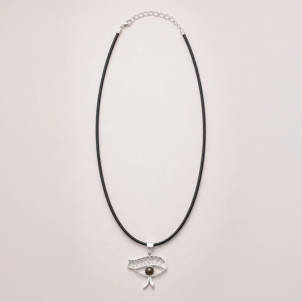 Devotional Pendant - Silver Plated (45cm Cord) - Cleopatra Eye - Iolite