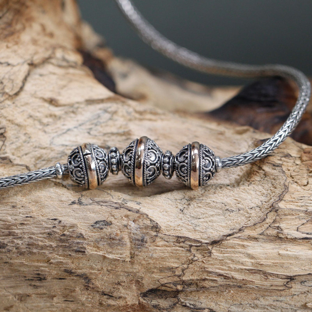 Bali Tri Necklace - 18k Gold & 925 Silver | Exotic Mystic Jewellery