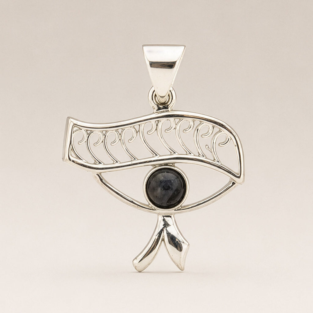 Devotional Pendant - Silver Plated (45cm Cord) - Cleopatra Eye - Iolite