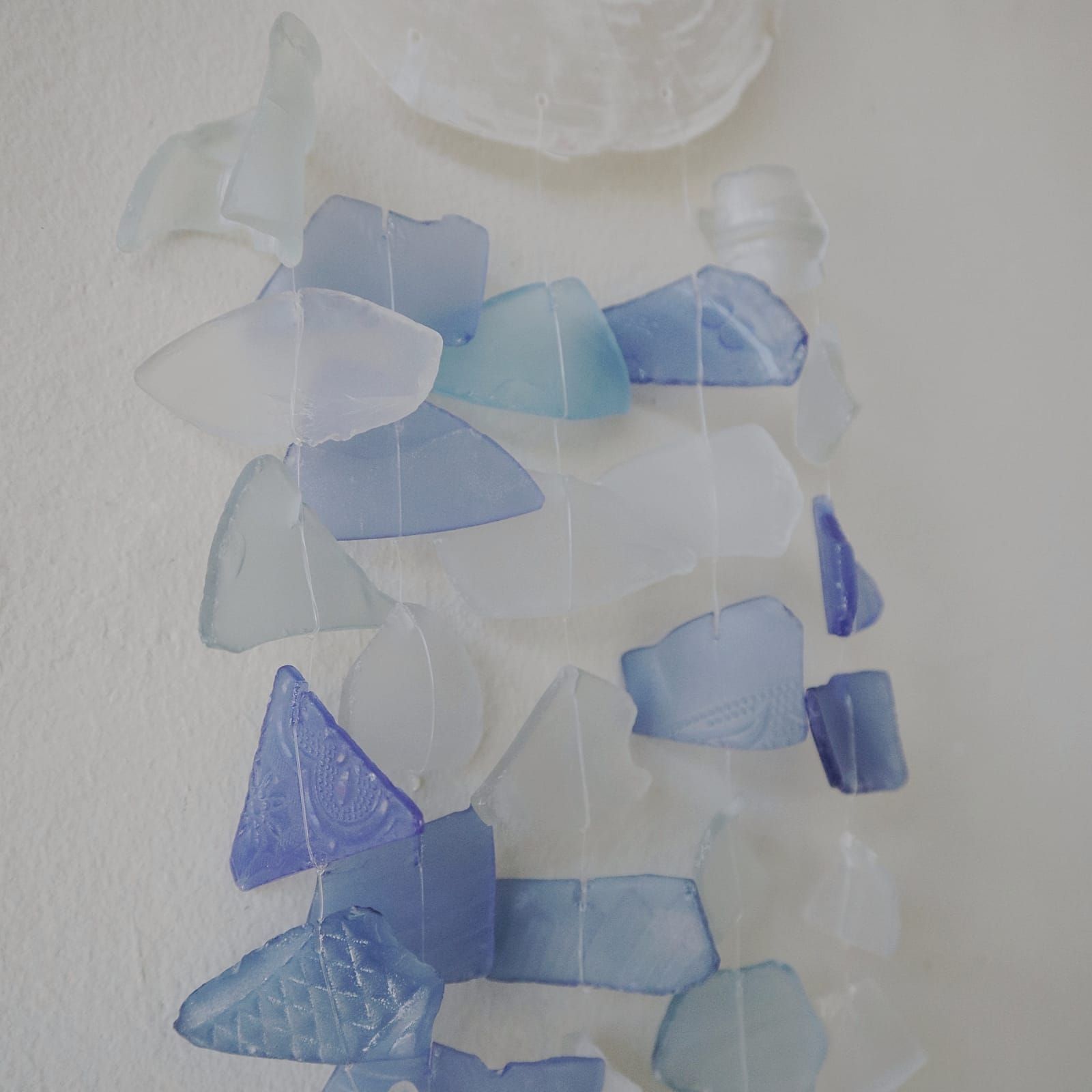 Copis & Glass Drop Wind Chime - Blue & White