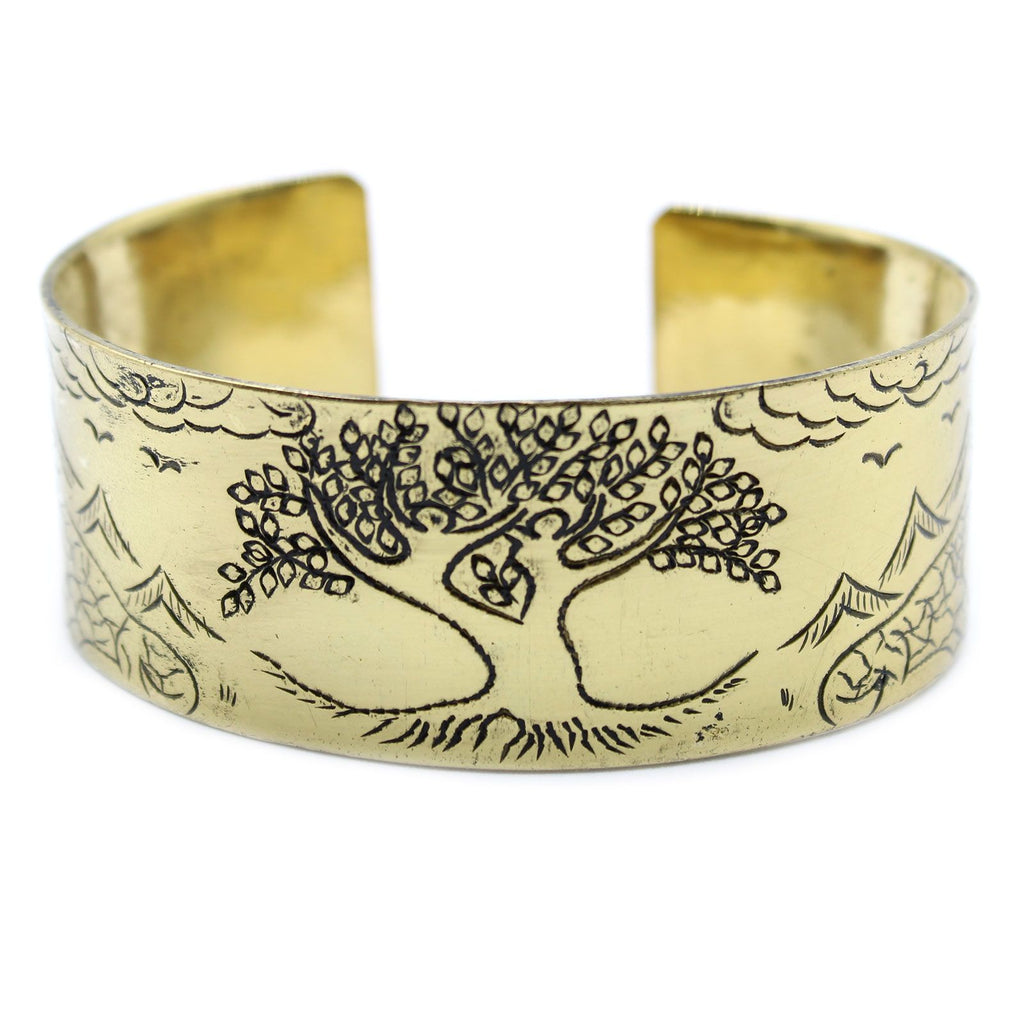 Brass Tibetan Mantra Bracelet | Tree of Life | Sacred Symbol Jewellery