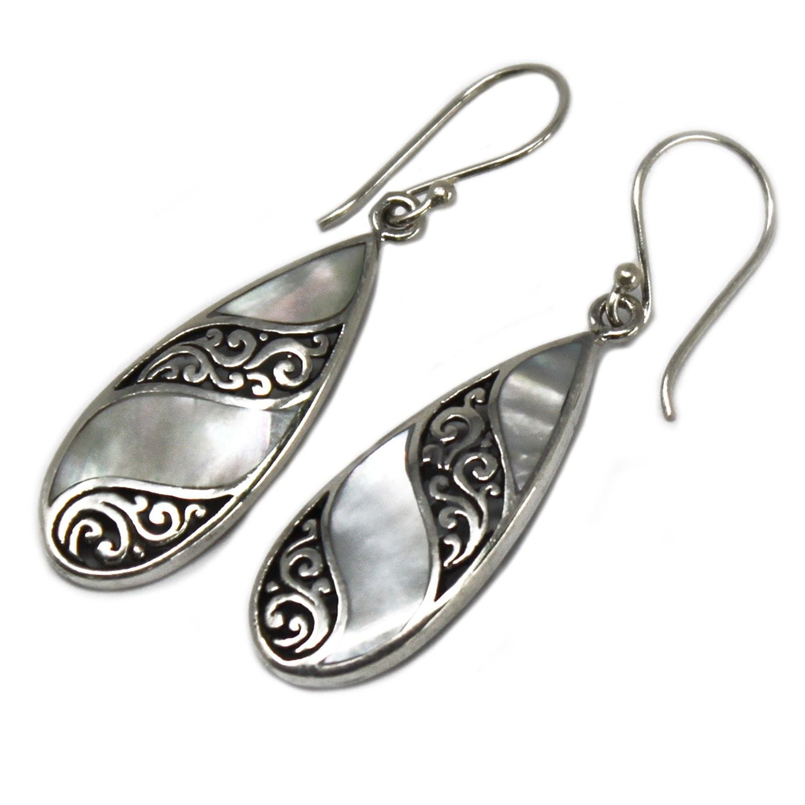 Shell & Silver Earrings | Teardrop MOP | Handcrafted 925 Silver