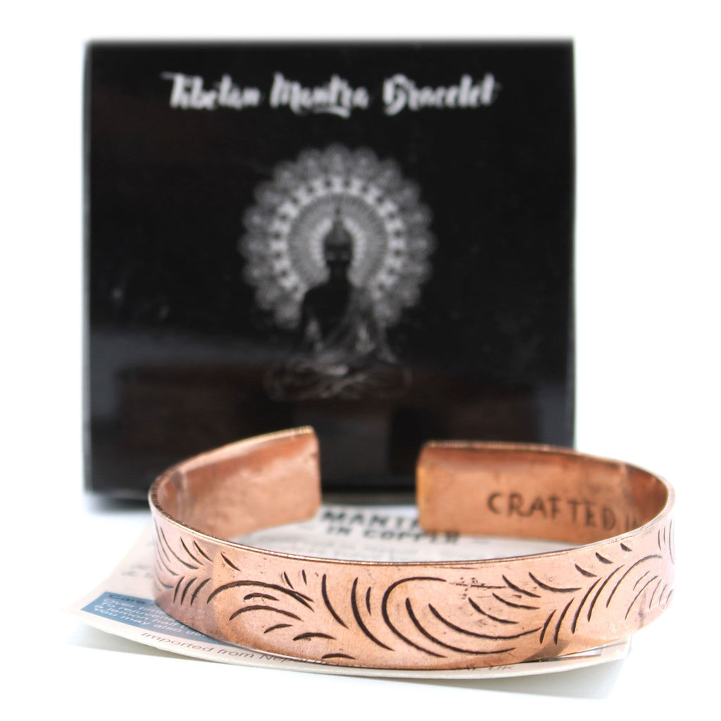 Copper Tibetan Bracelet | Wide Tribal Swirls | Handcrafted in Nepal