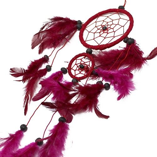 Bali dreamcatcher red feathers detail handcrafted dream catcher gift