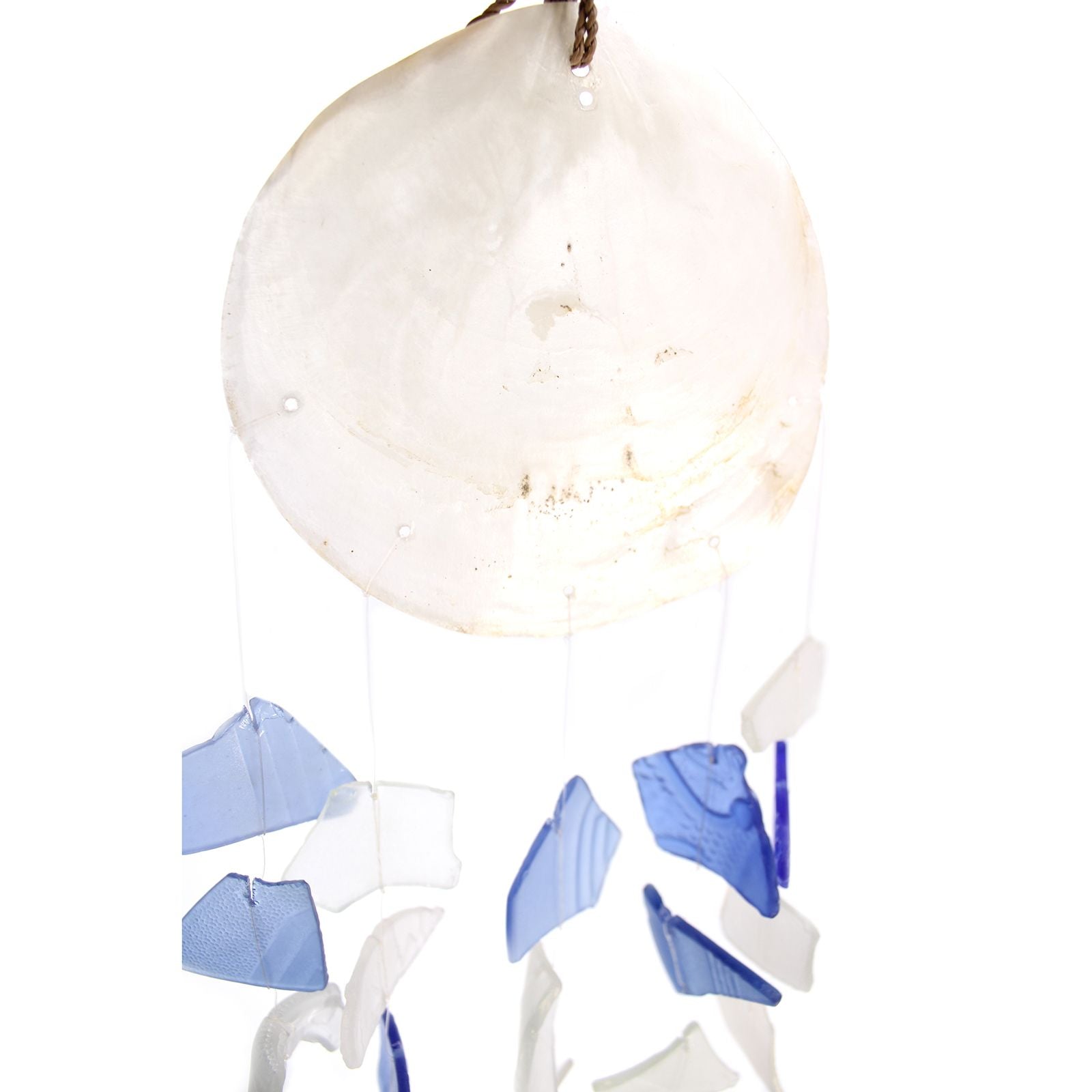 Copis & Glass Drop Wind Chime - Blue & White