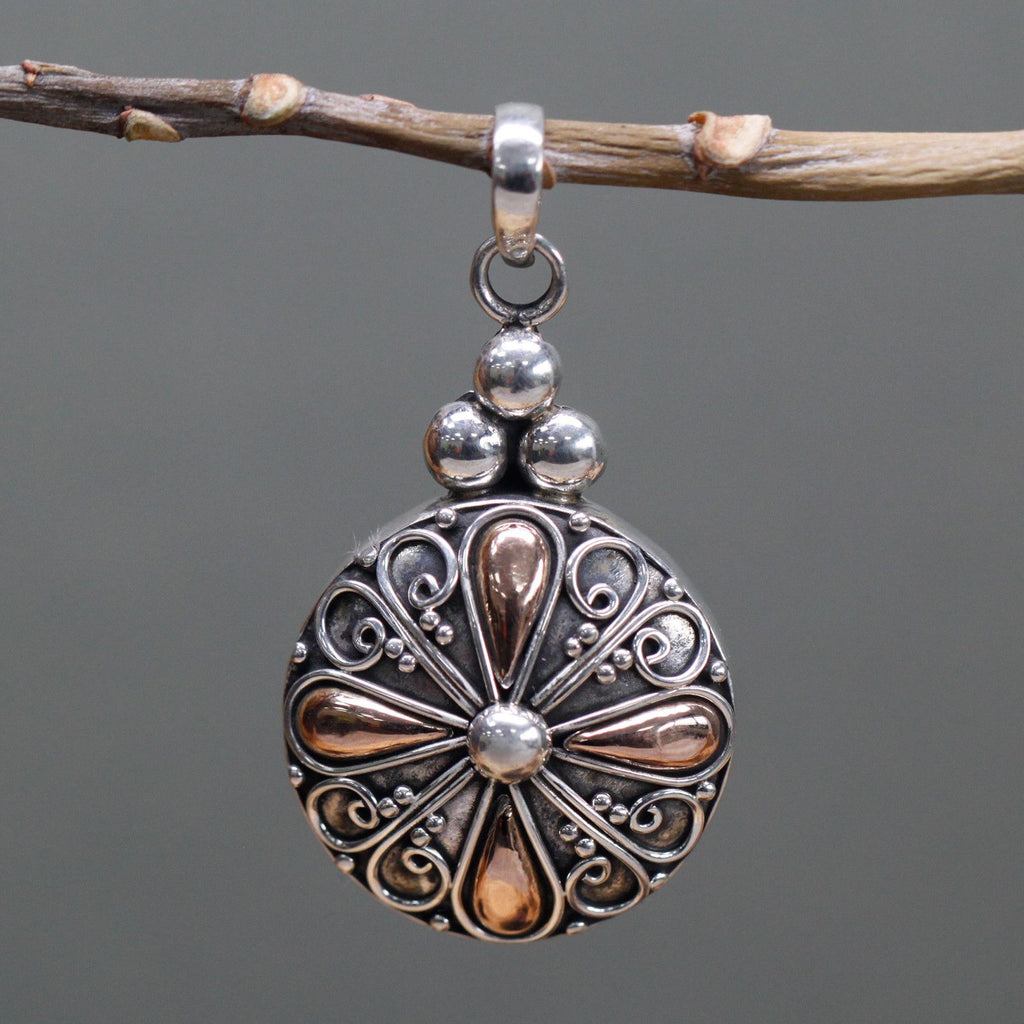 Bali Classic Round Pendant - 18k Gold & 925 Silver | Exotic Mystic Jewellery
