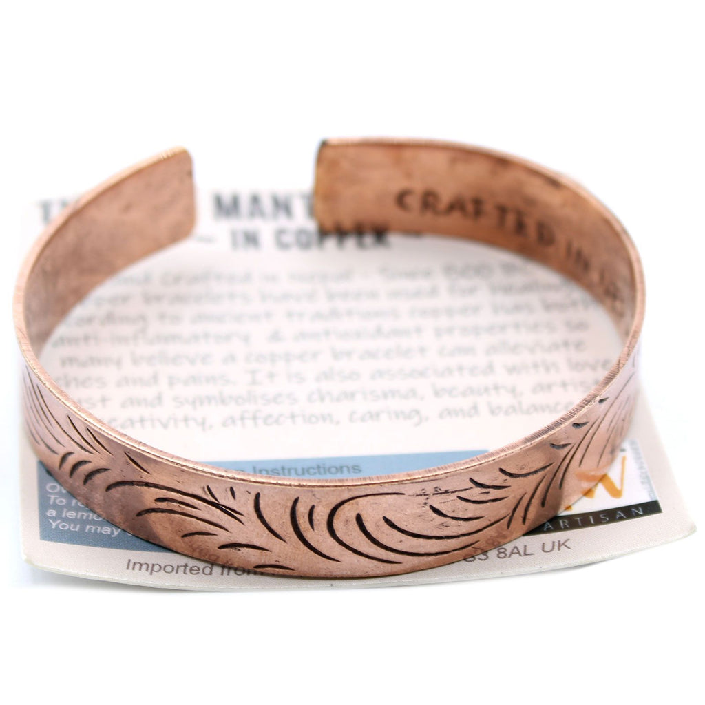 Copper Tibetan Bracelet | Wide Tribal Swirls | Handcrafted in Nepal