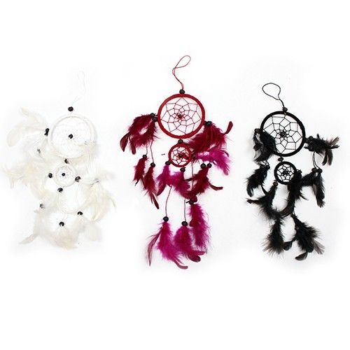 Bali dreamcatcher black white red pattern detail top ring 10cm handmade
