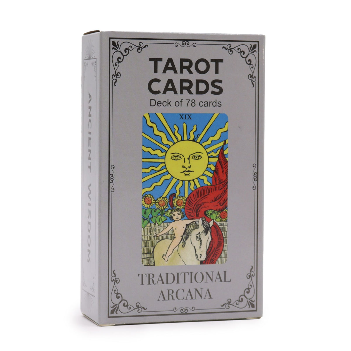 Traditional Arcana Tarot Cards deck of 78 cards box front view classic tarot gift UK