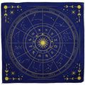 Zodiac tarot reading cloth navy blue 75x75cm gold zodiac wheel design UK