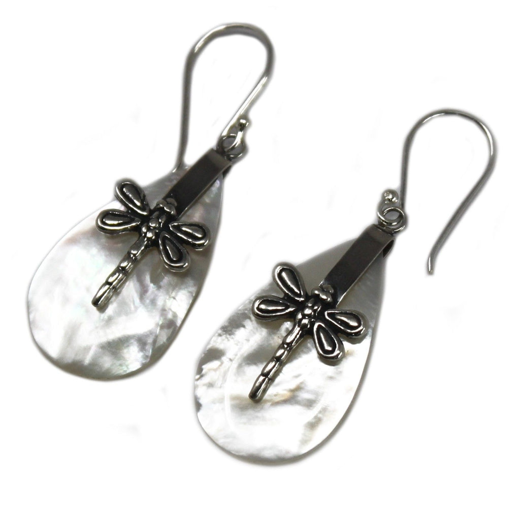 Shell & Silver Earrings | Dragonflies MOP | Handcrafted 925 Silver