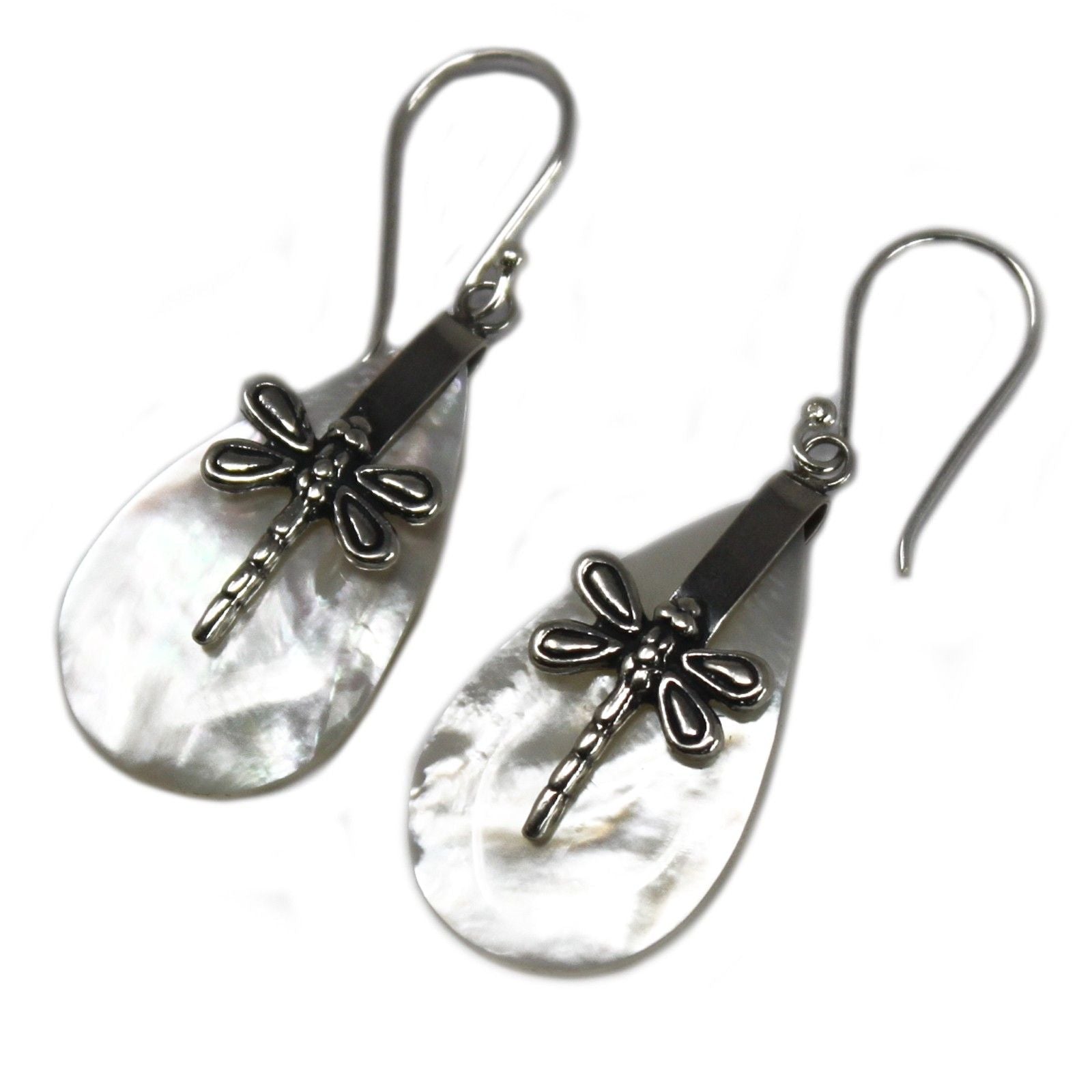 Shell & Silver Earrings | Dragonflies MOP | Handcrafted 925 Silver