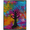 Tree of Strength cotton wall hanging rainbow tie-dye symbolic Indian art 78x112cm