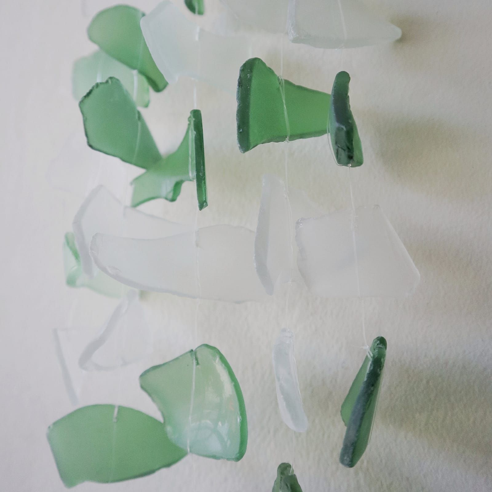 Copis & Glass Drop Wind Chime - Green & White