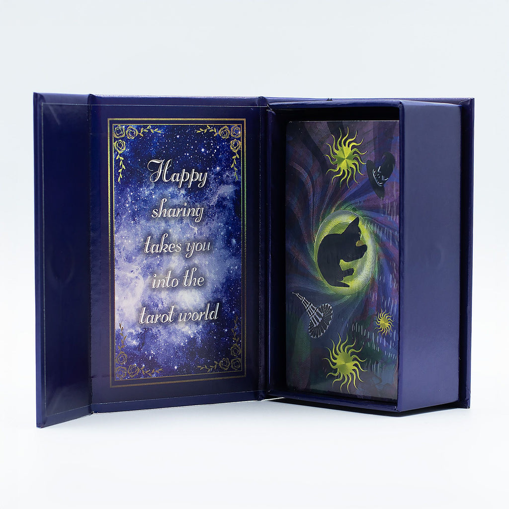 Witch Tarot deck box front purple foil witch themed illustration UK