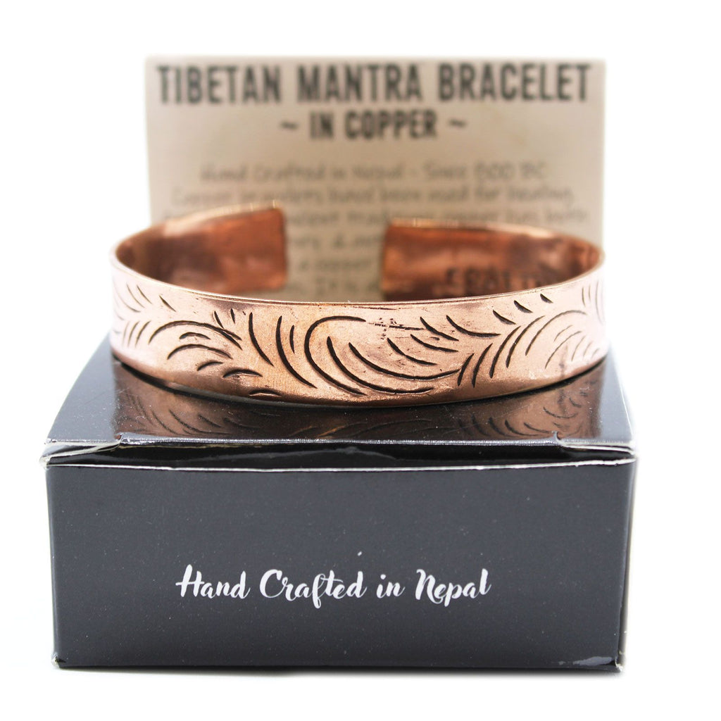 Copper Tibetan Bracelet | Wide Tribal Swirls | Handcrafted in Nepal