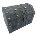 Large grey treasure chest vintage keepsake storage box aged grey finish brass fittings