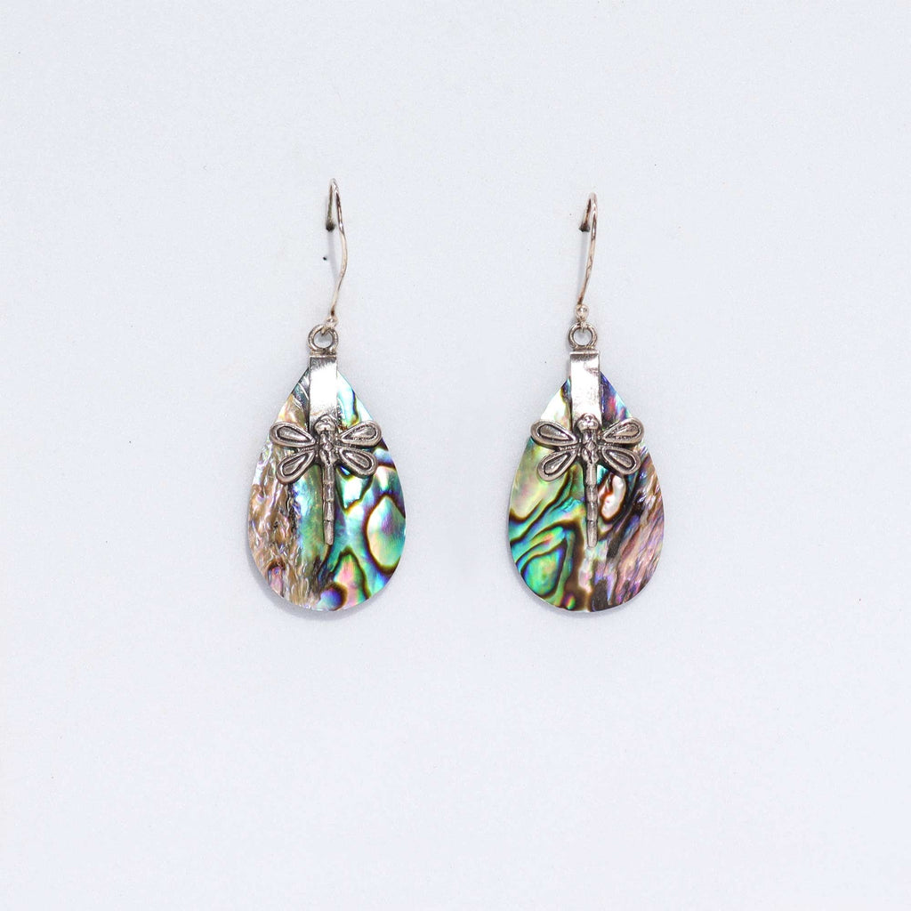 Shell & Silver Earrings | Dragonflies Abalone | Handcrafted 925 Silver