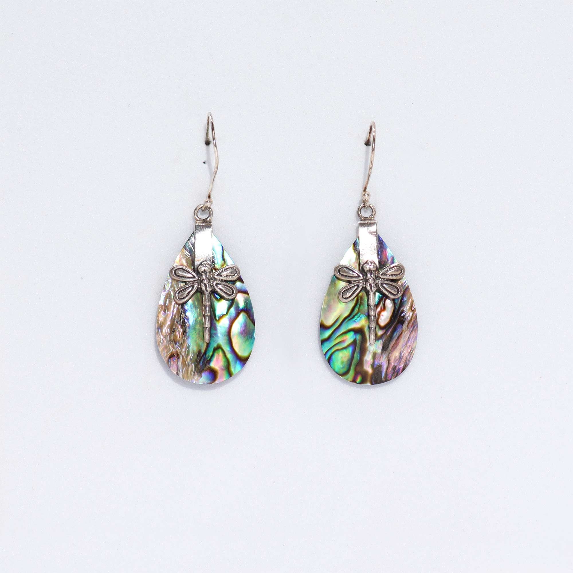 Shell & Silver Earrings | Dragonflies Abalone | Handcrafted 925 Silver