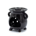 Cauldron Oil Burner Moon and Stars black ceramic witchcraft aromatherapy gift